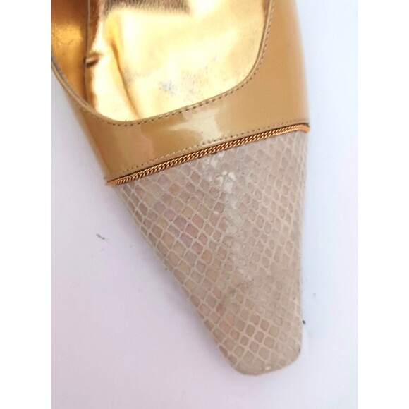 VTG Timothy Hitsman Cap Toe Pump Golden Yellow Patent Beige Snake Toe US 9.5M - Picture 6 of 11